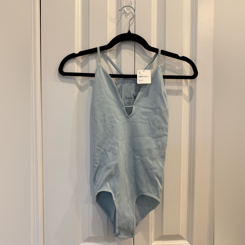 NWT Free People Intimately Move Along Bodysuit in Denim